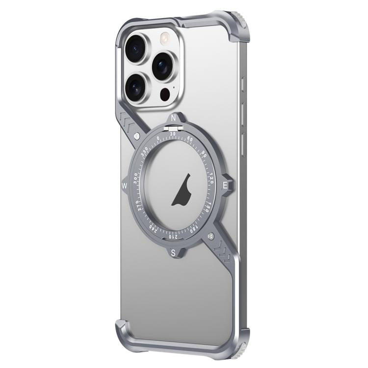 For iPhone 16 Pro Max S Shaped 360 Holder Airbag Frameless MagSafe Metal Phone Case(Space Gray) - free shipping - PMC TechLife - Order now!