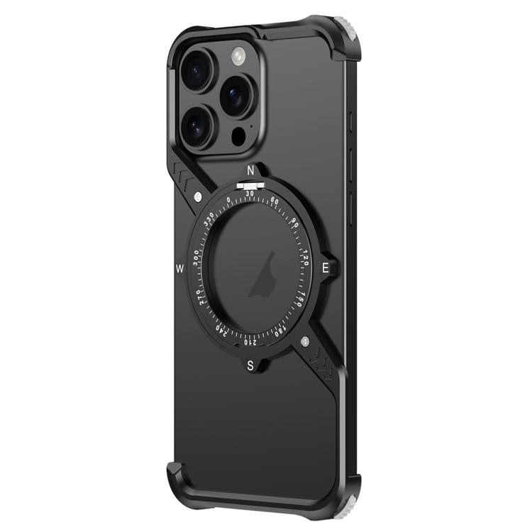 For iPhone 15 Pro S Shaped 360 Holder Airbag Frameless MagSafe Metal Phone Case(Black) - free shipping - PMC TechLife - Order now!