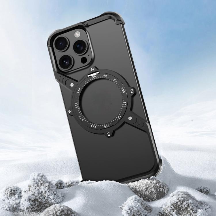 For iPhone 16 Pro Max S Shaped 360 Holder Airbag Frameless MagSafe Metal Phone Case(Space Gray) - free shipping - PMC TechLife - Order now!