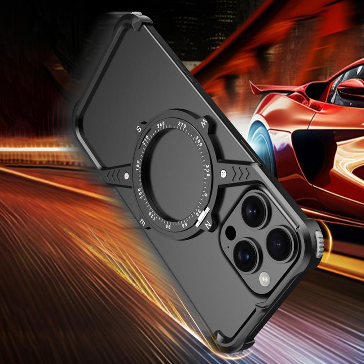 For iPhone 14 Pro S Shaped 360 Holder Airbag Frameless MagSafe Metal Phone Case(Black) - free shipping - PMC TechLife - Order now!