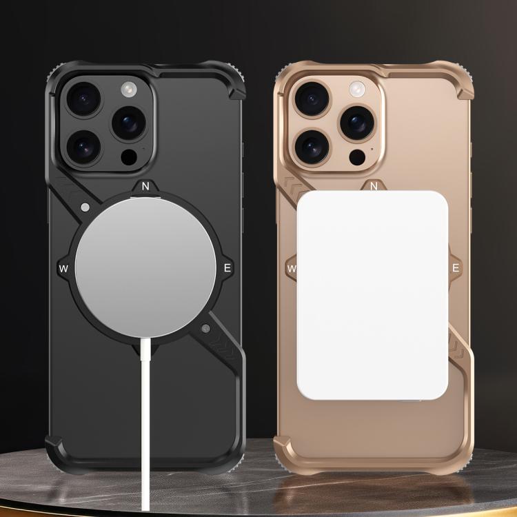 For iPhone 13 S Shaped 360 Holder Airbag Frameless MagSafe Metal Phone Case(Black) - free shipping - PMC TechLife - Order now!