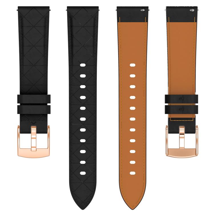 20mm Square Leather Rose Gold Buckle Watch Band(Black) - free shipping - PMc TechLife - Order now!