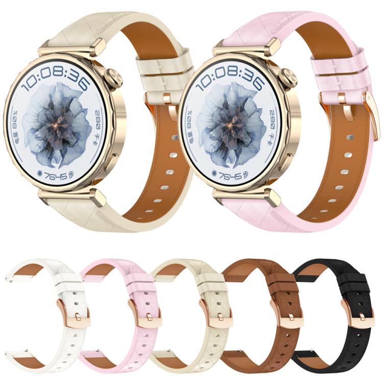 20mm Square Leather Rose Gold Buckle Watch Band(Black) - free shipping - PMc TechLife - Order now!
