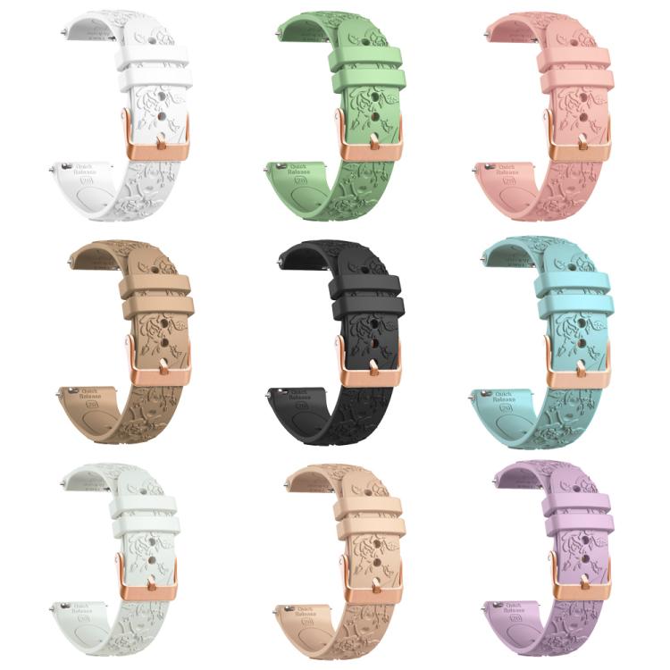 20mm Embossed Rose Gold Buckle Silicone Watch Band(Light Green) - free shipping - PMc TechLife - Order now!