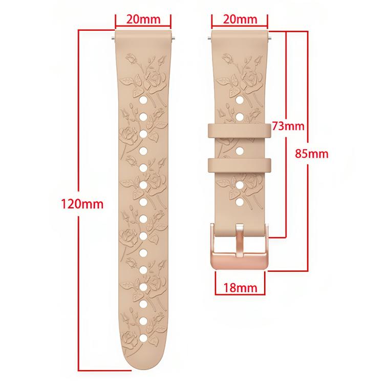 20mm Embossed Rose Gold Buckle Silicone Watch Band(Pink) - free shipping - PMc TechLife - Order now!