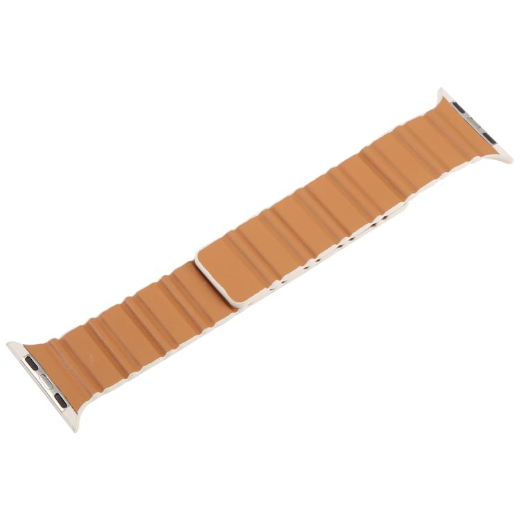 For Apple Watch 46mm / 49mm / 45mm / 44mm Magnetic PU Leather Watch Band(White) - Watch Bands by PMC TechLife | Online Shopping South Africa | PMC TechLife | Buy Now Pay Later Mobicred