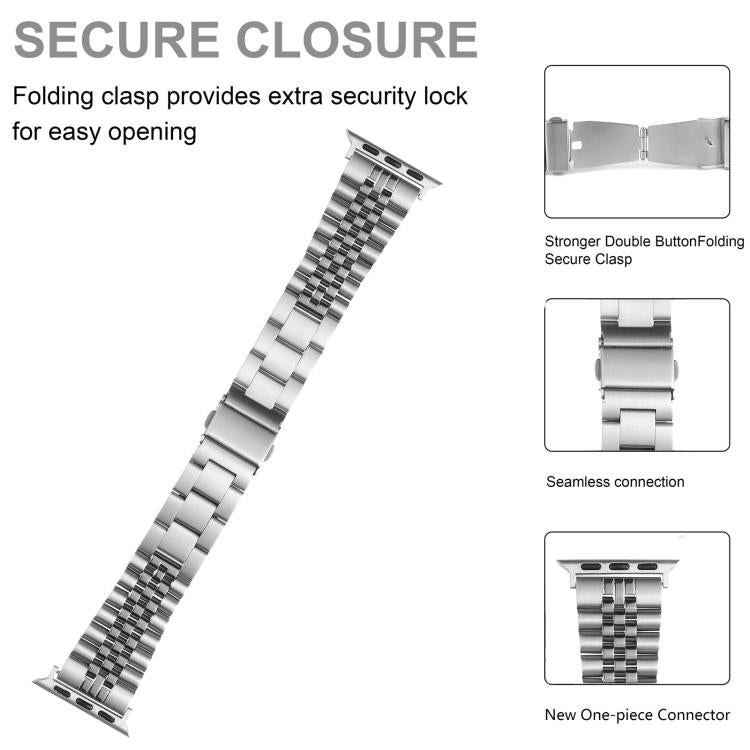 For Apple Watch 42mm / 41mm / 40mm / 38mm Quick Release Five-bead Metal Watch Band(Silver) - free shipping - PMC TechLife - Order now!