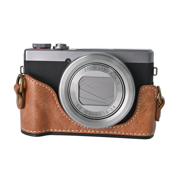 For Canon G7 X Mark III / G7X3 Retro Pull Up Leather Full Body Camera Case Bag with Strap(Brown) - free shipping - PMC TechLife - Order now!