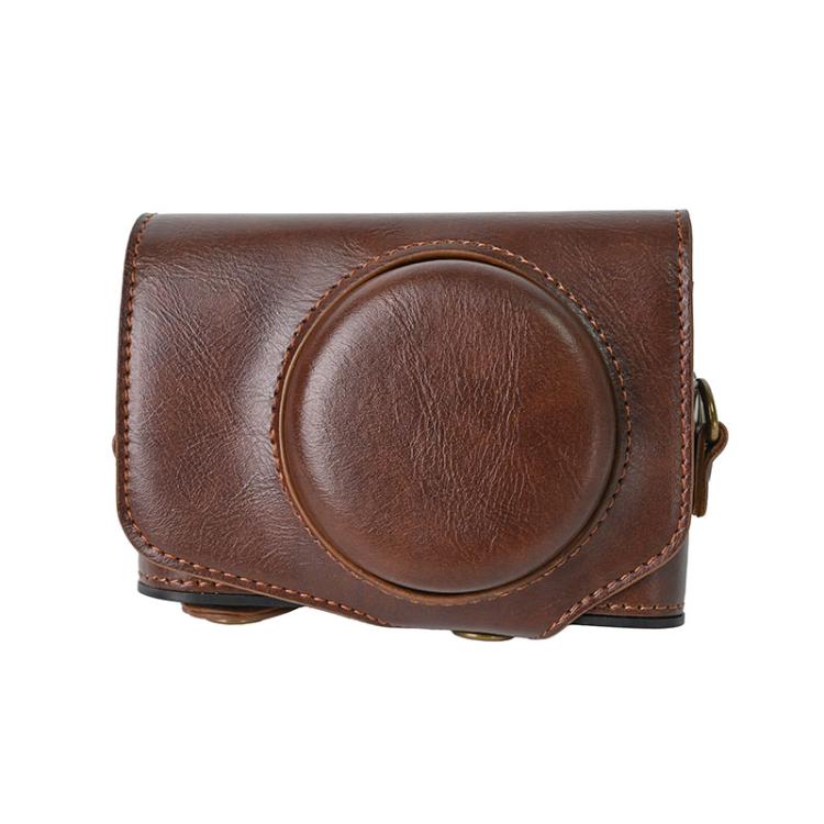 For Canon PowerShot SX740 HS Retro Pull Up Leather Full Body Camera Case Bag with Strap(Coffee) - free shipping - PMC TechLife - Order now!
