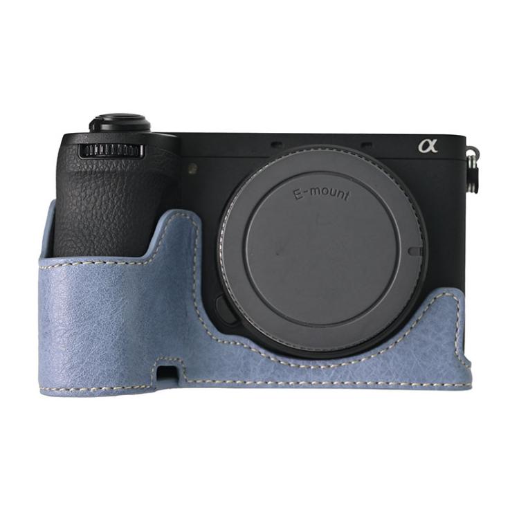 For Sony ILCE-6700 / A6700 Litchi Texture PU Leather Camera Half Case Base(Blue) - free shipping - PMC TechLife - Order now!