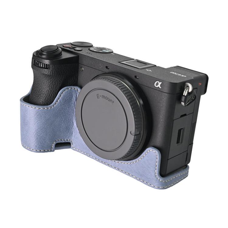 For Sony ILCE-6700 / A6700 Litchi Texture PU Leather Camera Half Case Base(Blue) - free shipping - PMC TechLife - Order now!