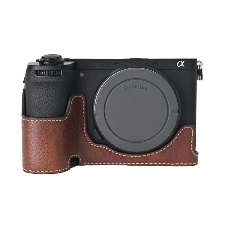 For Sony ILCE-6700 / A6700 Litchi Texture PU Leather Camera Half Case Base(Coffee) - free shipping - PMC TechLife - Order now!