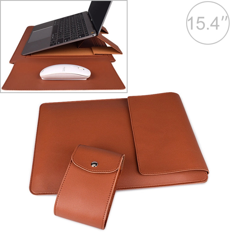 PU05 Sleeve Leather Case Carrying Bag with Small Storage Bag for 15.4 inch Laptop(Yellow) - free shipping - PMC Jewellery - Order now!