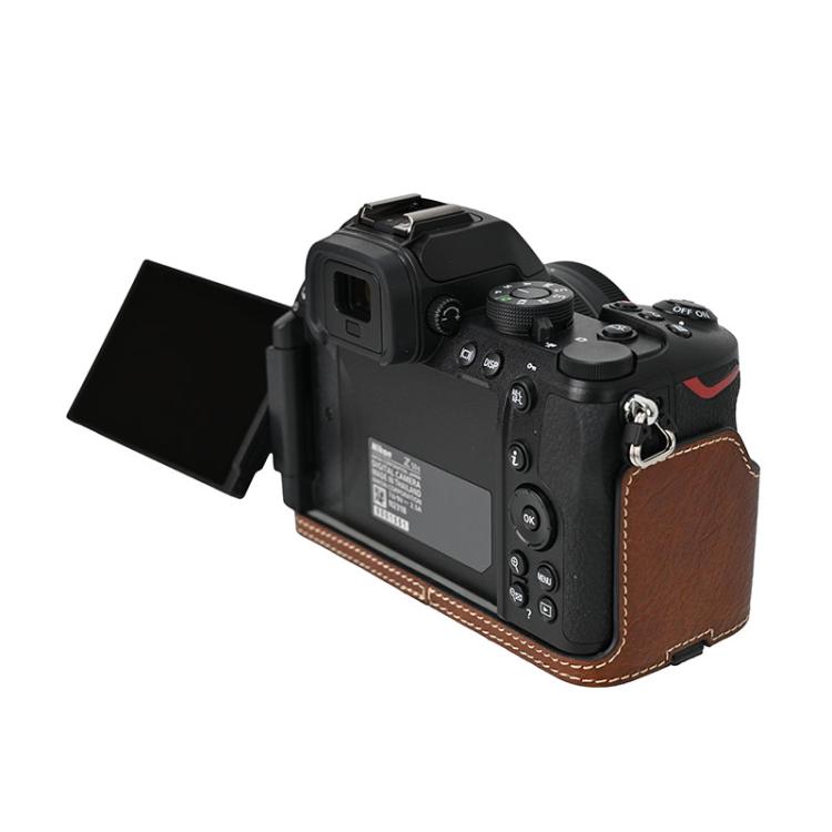 For Nikon Z50II Litchi Texture PU Leather Camera Half Case Base(Coffee) - free shipping - PMC TechLife - Order now!