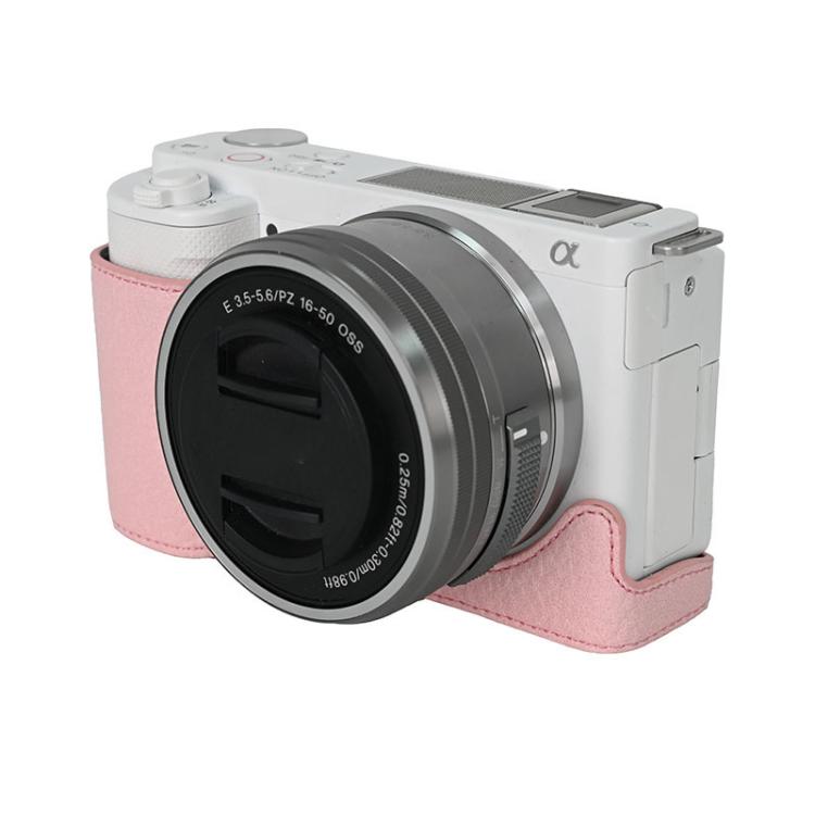 For Sony ZV-E10 Litchi Texture PU Leather Camera Half Case Base(Pink) - free shipping - PMC TechLife - Order now!