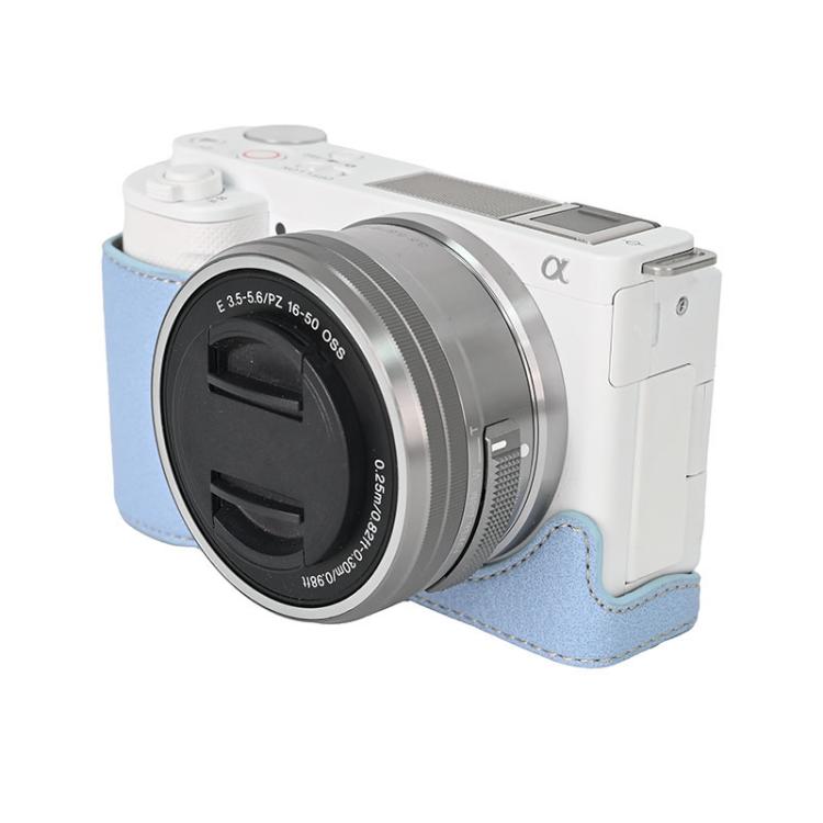 For Sony ZV-E10 Litchi Texture PU Leather Camera Half Case Base(Blue) - free shipping - PMC TechLife - Order now!