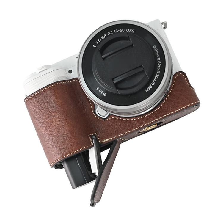 For Sony ZV-E10 Litchi Texture PU Leather Camera Half Case Base(Coffee) - free shipping - PMC TechLife - Order now!