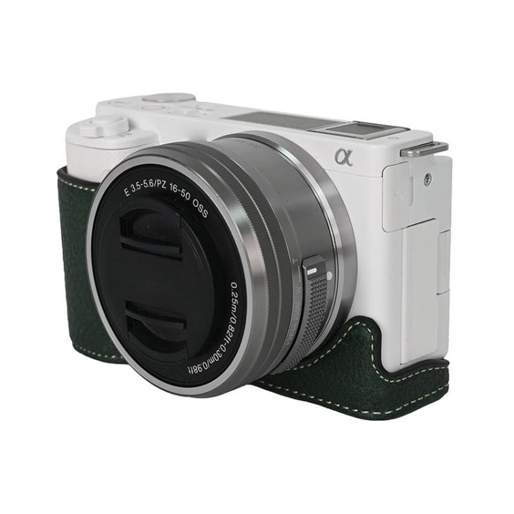 For Sony ZV-E10 Litchi Texture PU Leather Camera Half Case Base(Green) - free shipping - PMC TechLife - Order now!