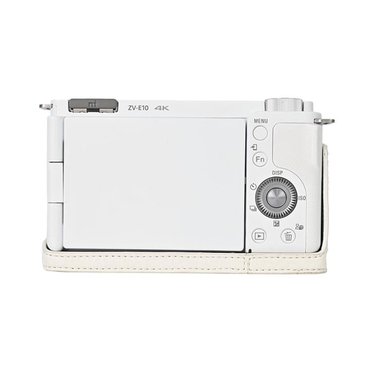 For Sony ZV-E10 Litchi Texture PU Leather Camera Half Case Base(White) - free shipping - PMC TechLife - Order now!