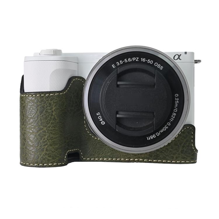 For Sony Alpha ZV-E10 II / ZV-E10M2 Litchi Texture PU Leather Camera Half Case Base(Green) - free shipping - PMC TechLife - Order now!