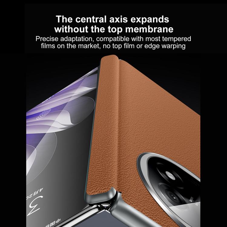 For OPPO Find N5 SULADA Frameless Top Layer Cowhide Leather Hybrid PC Phone Case(Brown) - free shipping - PMC TechLife - Order now!