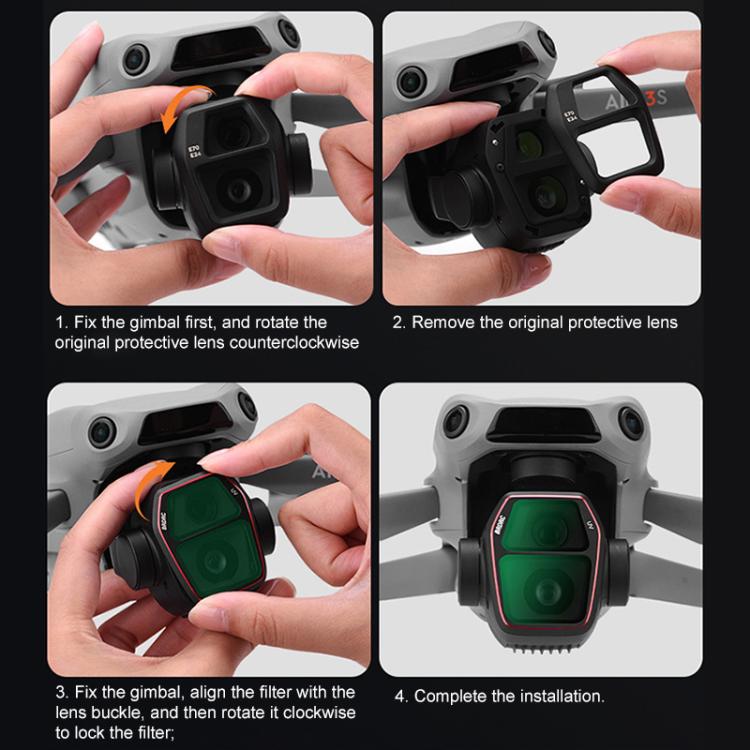 For DJI Air 3S BRDRC Camera Lens Filter, Filter:6 in 1 ND8-64 UV CPL - free shipping - PMC TechLife - Order now!