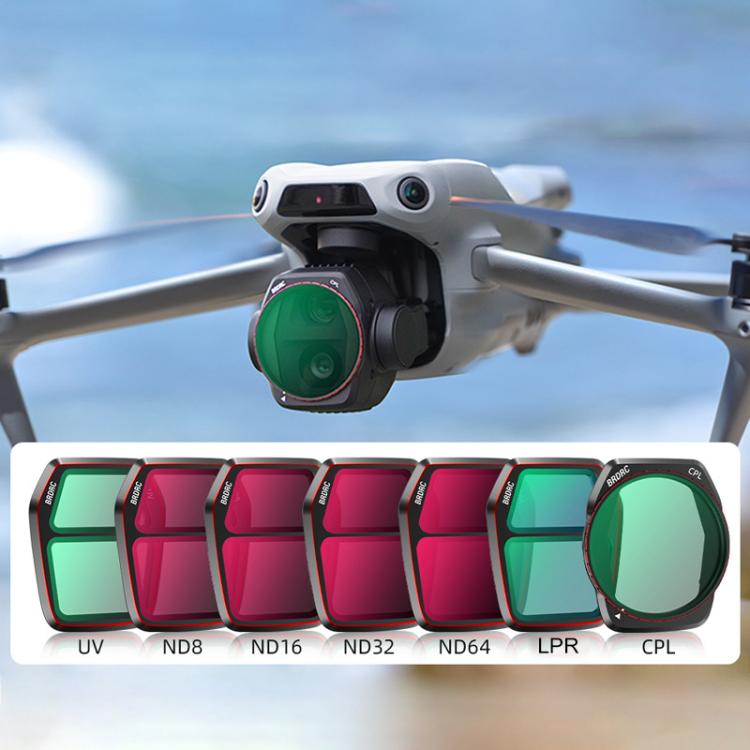 For DJI Air 3S BRDRC Camera Lens Filter, Filter:6 in 1 ND8-64 UV CPL - free shipping - PMC TechLife - Order now!