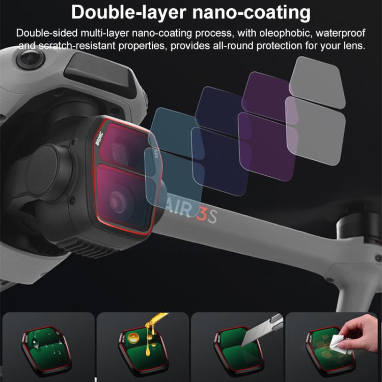 For DJI Air 3S BRDRC Camera Lens Filter, Filter:3 in 1 CPL UV ND16 - free shipping - PMC TechLife - Order now!