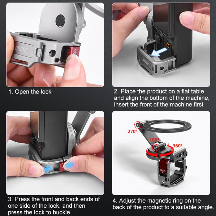 For DJI Osmo Pocket 3 BRDRC Smartphone Teleprompter Stand Desktop Clamp Cold Shoe Extension Mount(Dark Grey) - free shipping - PMC TechLife - Order now!