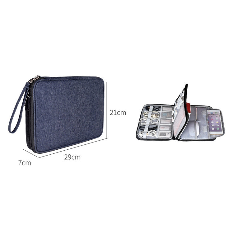 SM01 Multi-function Waterproof Double Layer Data Cable Earphone U Disk Digital Accessories Storage Bag, Size: L(Navy Blue) - Other by PMC Jewellery | Online Shopping South Africa | PMC Jewellery | Buy Now Pay Later Mobicred