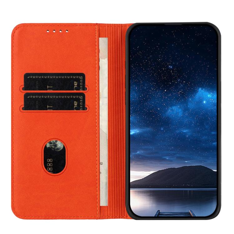 For iPhone 17 Air Strong Magnetic Frosted Flip Leather Phone Case(Orange) - free shipping - PMc TechLife - Order now!
