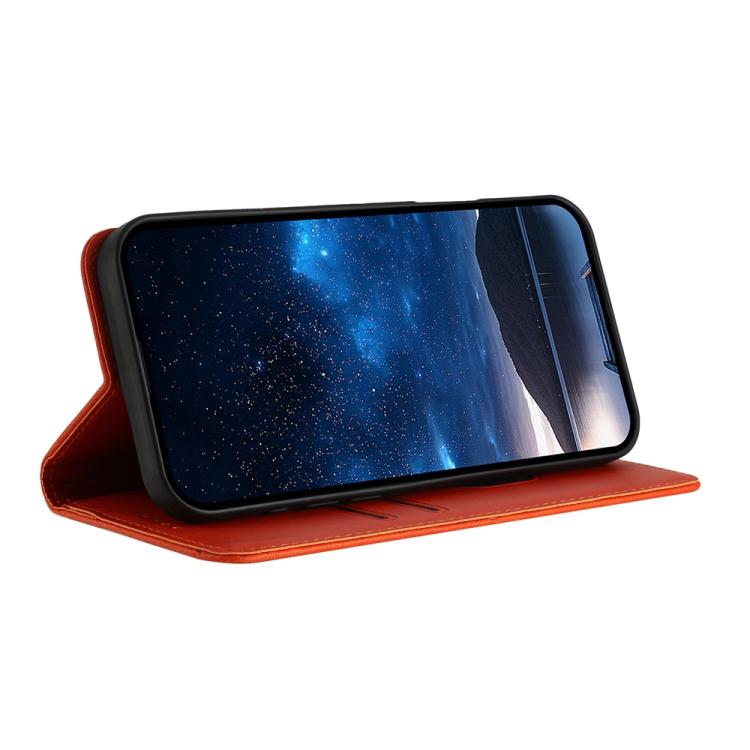 For iPhone 17 Air Strong Magnetic Frosted Flip Leather Phone Case(Orange) - free shipping - PMc TechLife - Order now!