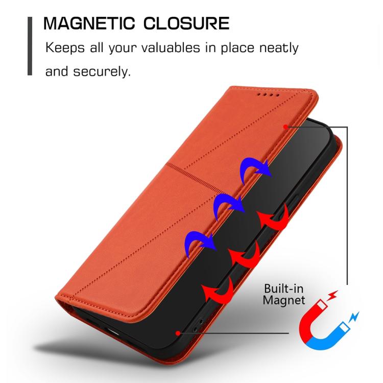For iPhone 17 Air Strong Magnetic Frosted Flip Leather Phone Case(Orange) - free shipping - PMc TechLife - Order now!