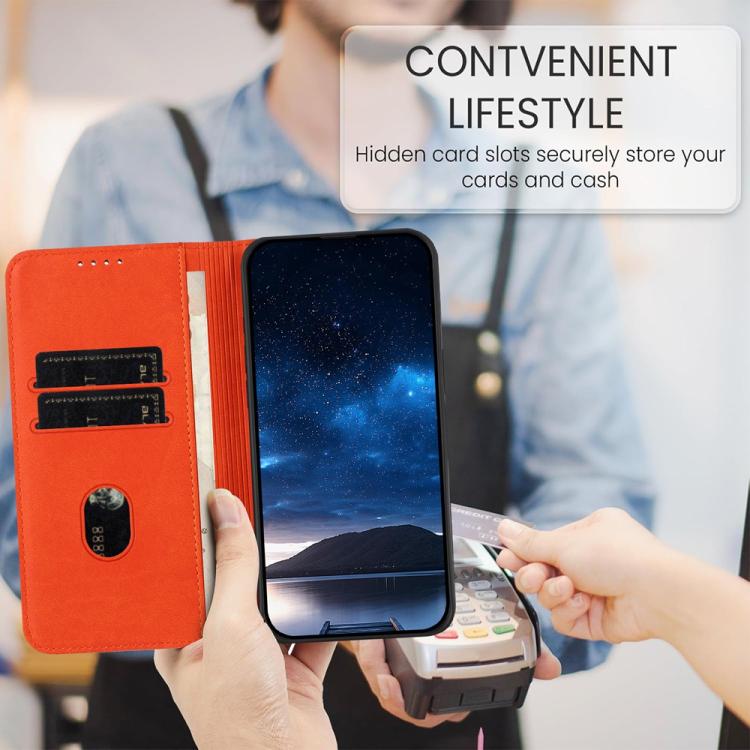 For iPhone 17 Air Strong Magnetic Frosted Flip Leather Phone Case(Orange) - free shipping - PMc TechLife - Order now!