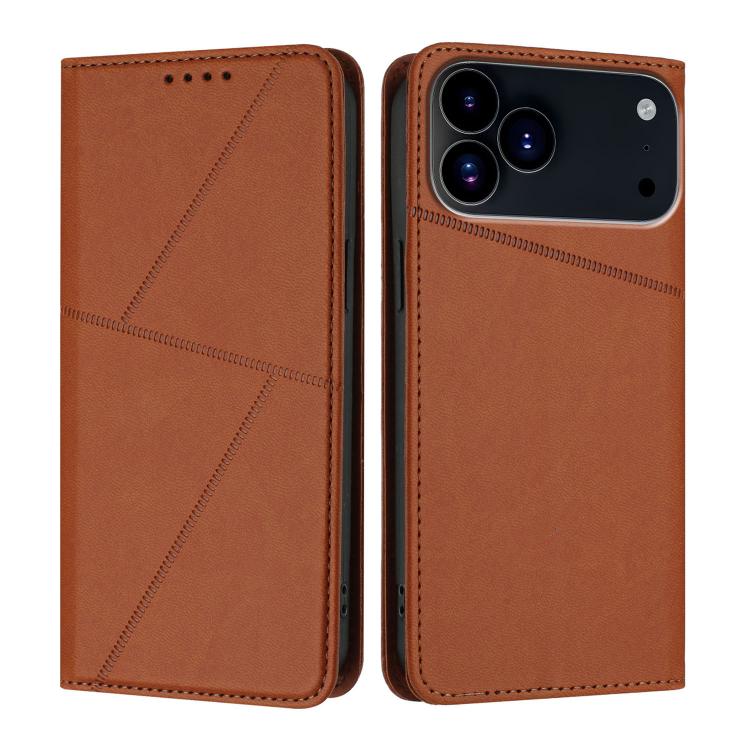 For iPhone 17 Pro Strong Magnetic Frosted Flip Leather Phone Case(Coffee Color) - free shipping - PMc TechLife - Order now!
