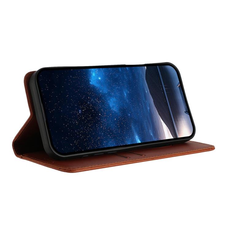 For iPhone 17 Pro Strong Magnetic Frosted Flip Leather Phone Case(Coffee Color) - free shipping - PMc TechLife - Order now!