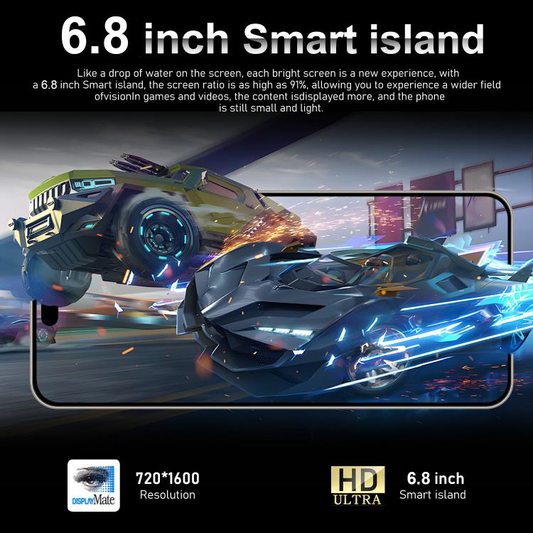 I16 Pro Max / VD1, 3GB+32GB, 6.8 inch Android 10 MTK6753 Octa Core, Network: 4G, Dual SIM, Plug:US Plug(White) - free shipping - PMc TechLife - Order now!