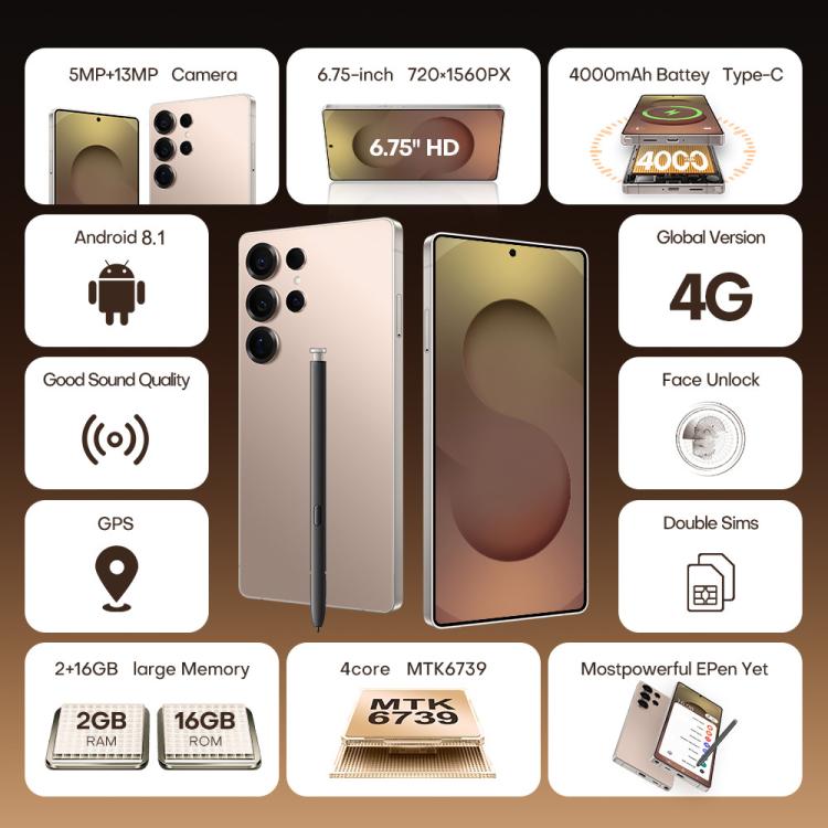 S25 Ultra / B9, 2GB+16GB, 6.75 inch Android 8.1 MTK6739 Quad Core, Network: 4G, Dual SIM, Plug:EU Plug(Titanium Black) - free shipping - PMc TechLife - Order now!