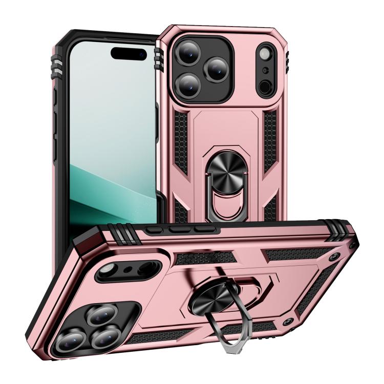 For iPhone 17 Air Shockproof TPU Hybrid PC Phone Case with Holder(Rose Gold) - free shipping - PMc TechLife - Order now!