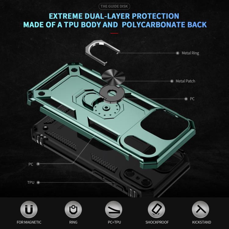 For iPhone 17 Air Shockproof TPU Hybrid PC Phone Case with Holder(Dark Green) - free shipping - PMc TechLife - Order now!