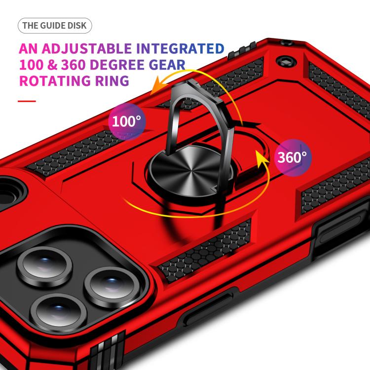 For iPhone 17 Pro Shockproof TPU Hybrid PC Phone Case with Holder(Red) - free shipping - PMc TechLife - Order now!