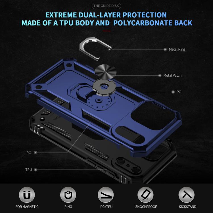 For iPhone 17 Pro Shockproof TPU Hybrid PC Phone Case with Holder(Blue) - free shipping - PMc TechLife - Order now!