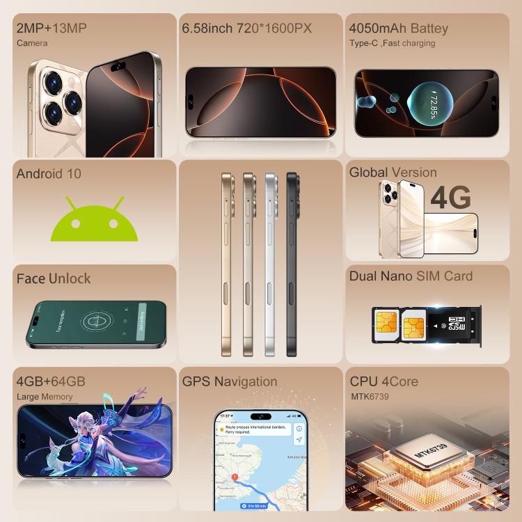 A16 Pro Max / PDA89-B, 4GB+64GB, 6.58 inch Android 10 MTK6739 Quad Core, Network: 4G, OTG, Dual SIM, Plug:AU Plug(White) - free shipping - PMc TechLife - Order now!