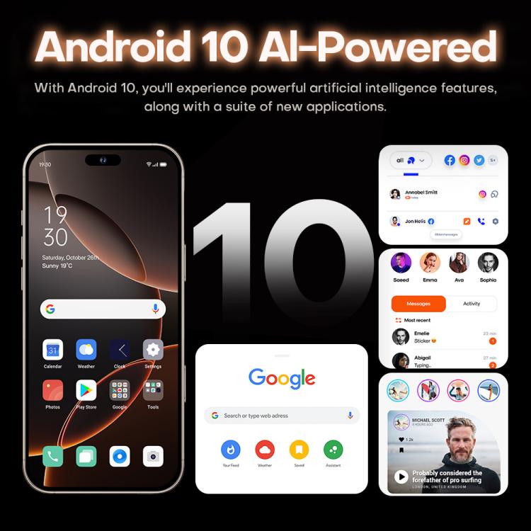I16 Pro Max / PDQ6, 4GB+64GB, 6.58 inch Android 10 MTK6739 Quad Core, Network: 4G, Dual SIM, Plug:US Plug(Gold) - free shipping - PMc TechLife - Order now!