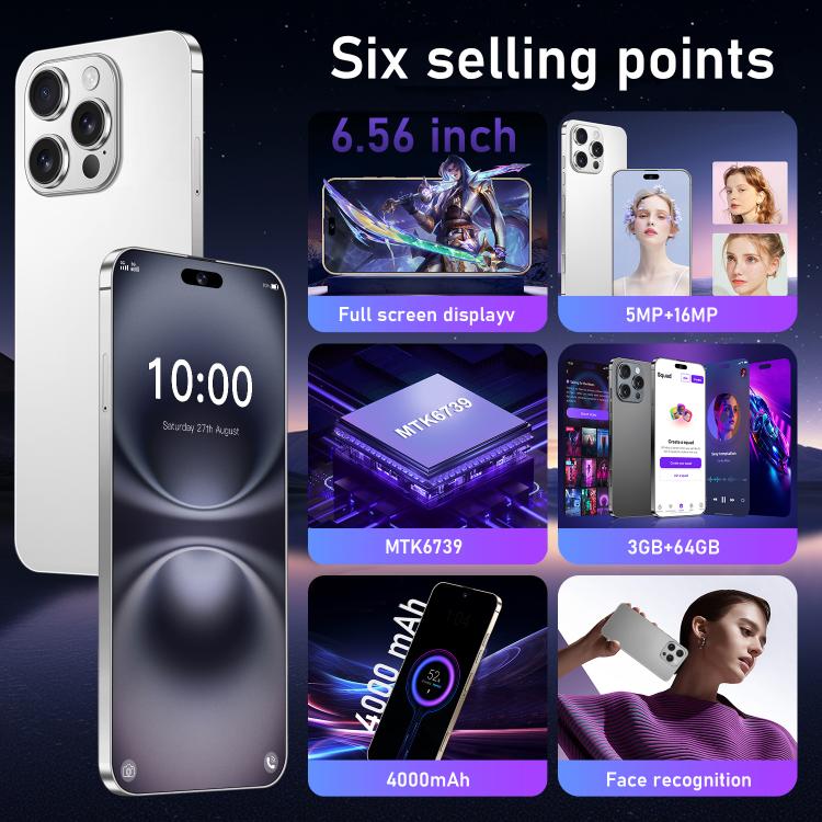 I16 Pro Max / RAi3, 3GB+64GB, 6.56 inch Android 10 MTK6739 Quad Core, Network: 4G, Dual SIM, Plug:AU Plug(Gold) - free shipping - PMc TechLife - Order now!
