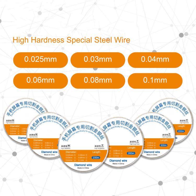 200m Screen Separation Specifically Diamond Cutting Wire, Diameter:0.1mm - free shipping - PMC TechLife - Order now!