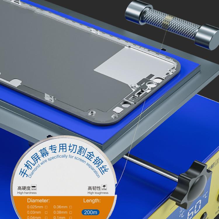 200m Screen Separation Specifically Diamond Cutting Wire, Diameter:0.03mm - free shipping - PMC TechLife - Order now!