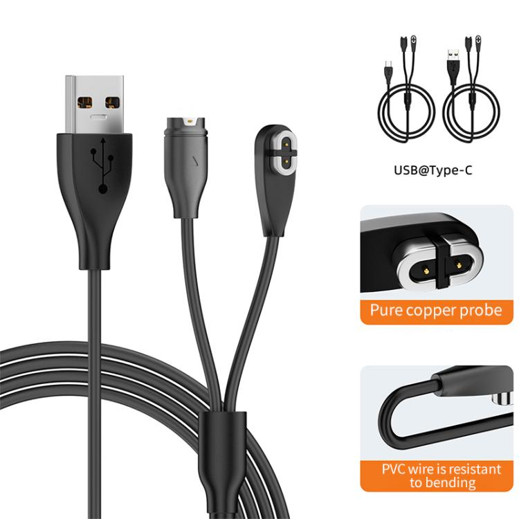 2 in 1 Earphone & Smart Watch Charging Adapter Cable for Shokz & Garmin, Interface:USB - Earphone Adapter by PMC TechLife | Online Shopping South Africa | PMC TechLife | Buy Now Pay Later Mobicred