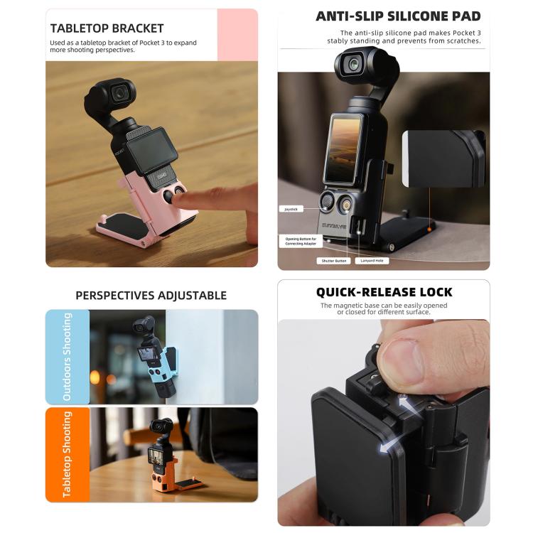 For DJI OSMO Pocket 3 Sunnylife Multifunctional Magnetic Mount Tabletop Base Bracket(Blue) - free shipping - PMC TechLife - Order now!