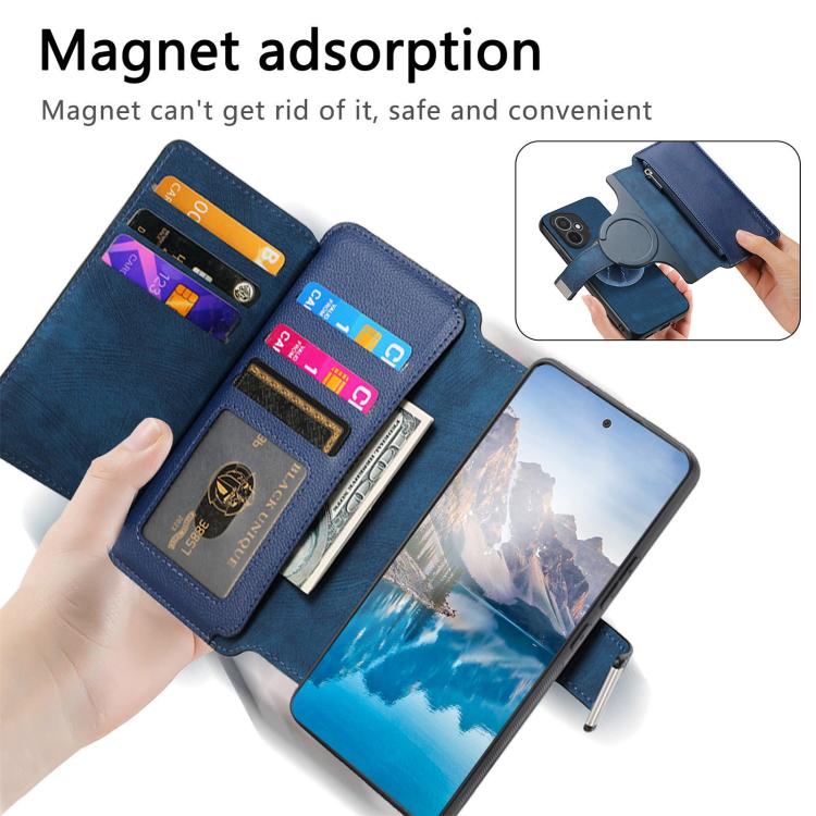 For Honor 400 Global 156.5mm CaseNeo MagSafe RFID Anti-theft Zipper Wallet Retro Leather Phone Case(Blue) - free shipping - PMC TechLife - Order now!